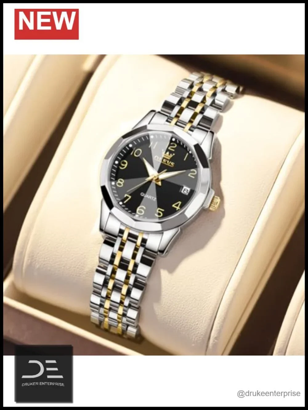 Quartz Stainless Steel Dress Watch with Luminous Day Date